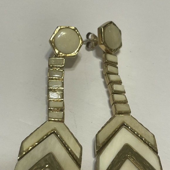 Akola gold tone horn drop Dangle statement earrings Elegant Boho Chevron - Picture 5 of 9